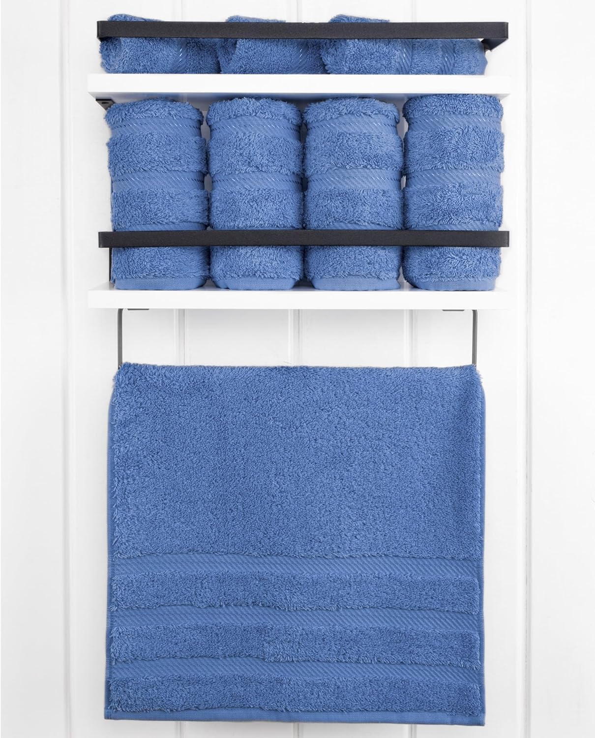 American Soft Linen Luxury Hand Towels for Bathroom, 600 GSM 100% Cotton Turkish 4 Piece Hand Towel Set, 600 GSM Hand Face Towels for Kitchen, Electric Blue Hand Towels