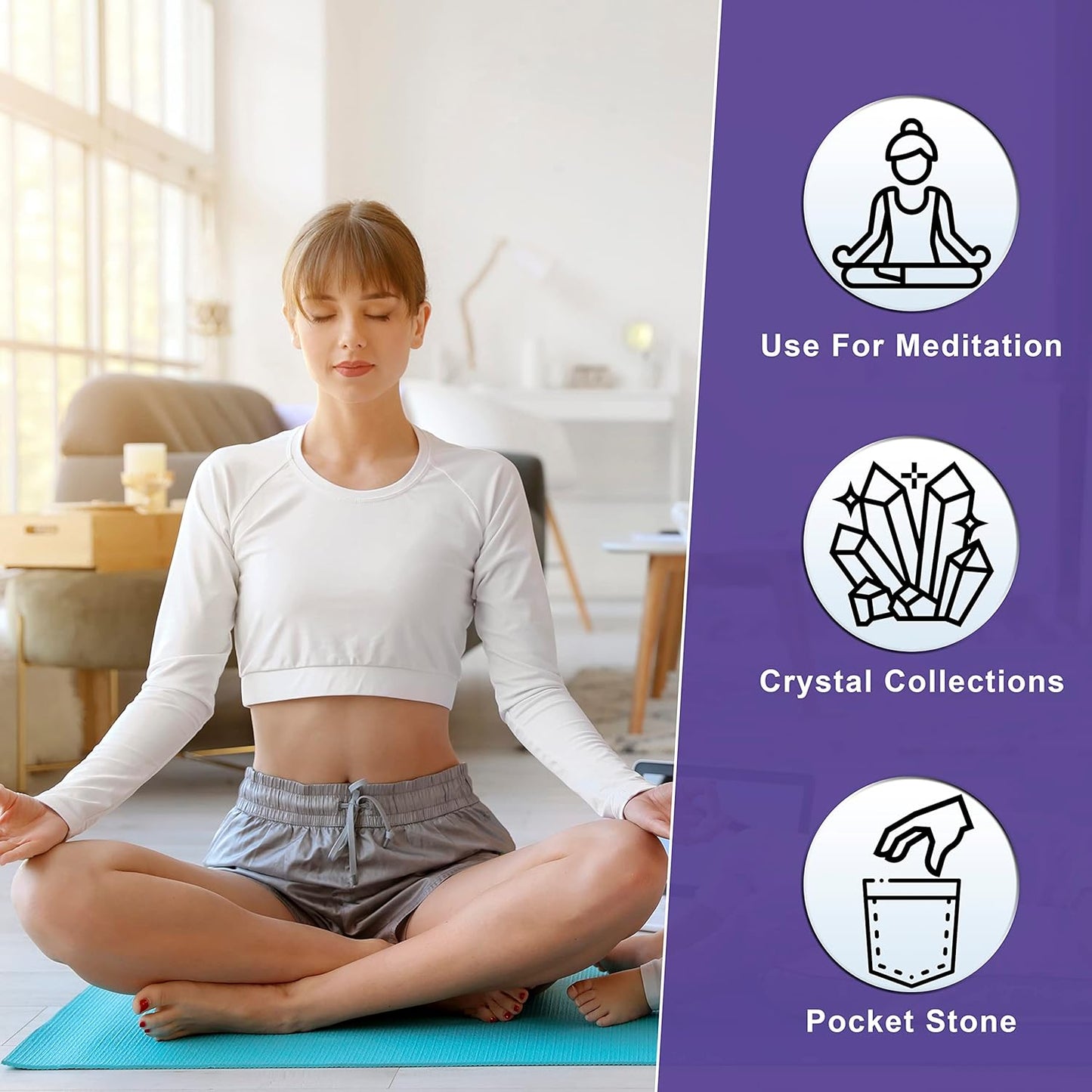 Crocon 50mm lepidolite Large Oval Palm Stone 900+ Carats Pocket Massage Worry Stones for Natural Body Chakra Balancing Reiki Healing Stones and Crystal Grid Healing Massage Spa Energy Crystals