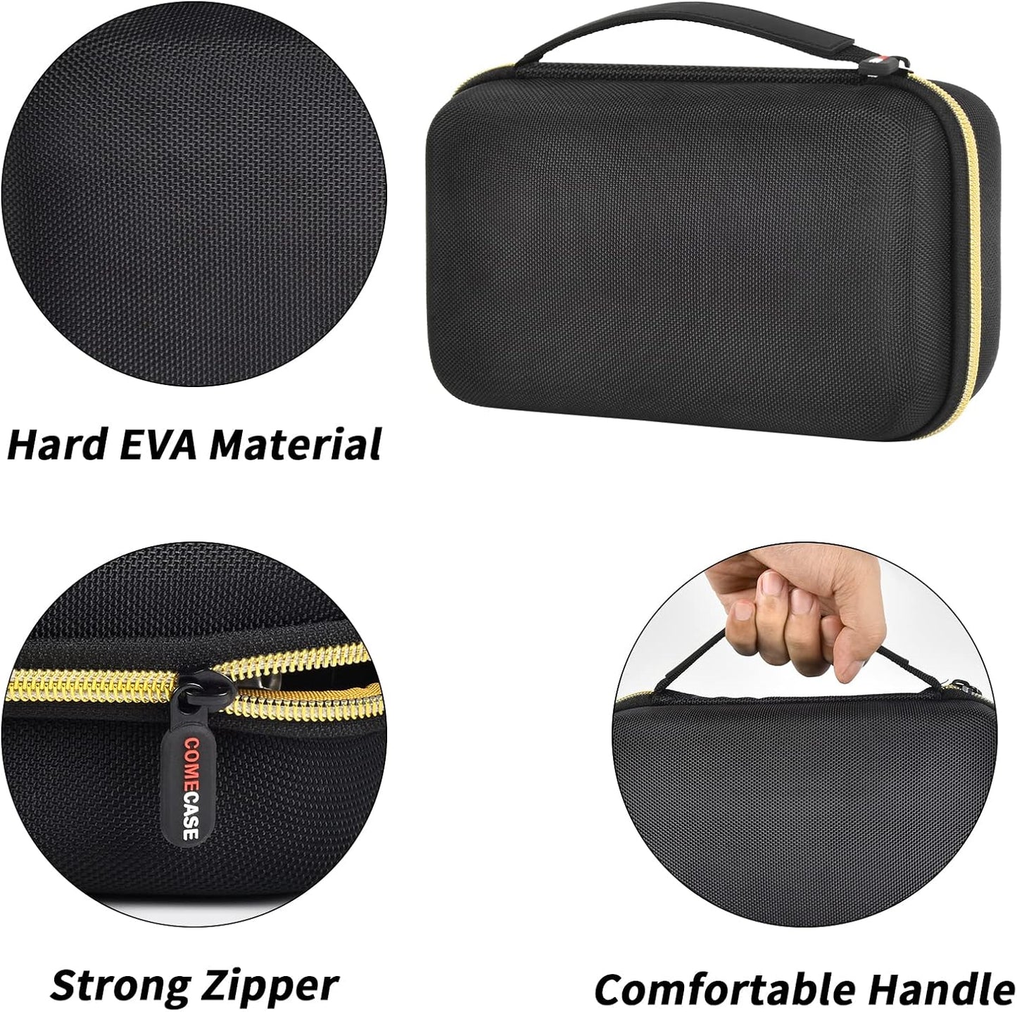 Case Compatible with Hair Clipper Barber, Trimmer Travel Storage Organizer for T Finisher Liner, Comb Cutting Guide, Clipper Blade Oil, Cleaning Brush and Other Grooming Kit - Black Case+Gold Zipper