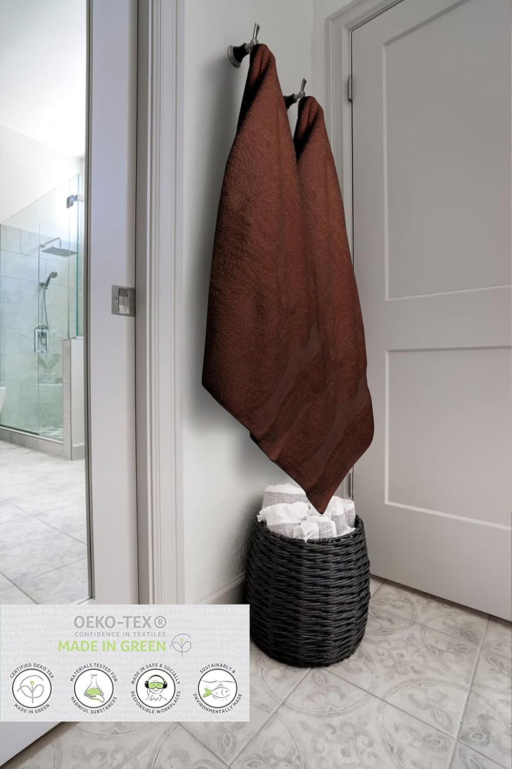 100% Cotton Luxury Bath Sheets - Pack of 2 (35" x 70") | Super Soft, Quick-Dry & Highly Absorbent Towels for Bathroom, Home, Spa & Gym (Dark Brown)