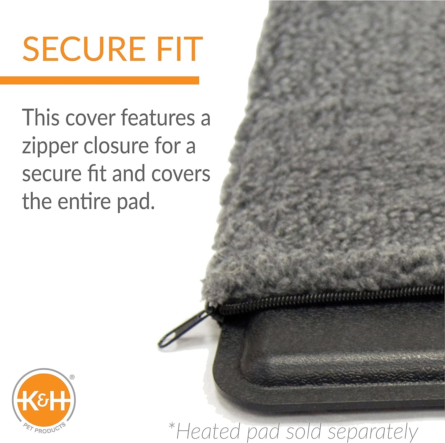 K&H Pet Products Lectro-Kennel Outdoor Heated Pad Deluxe Cover, Fits K&H Lectro-Kennel Medium Pads (Heated Pads Sold Separately), Machine Washable Zippered Soft Fleece Cover - 22.5 X 16.5in Gray