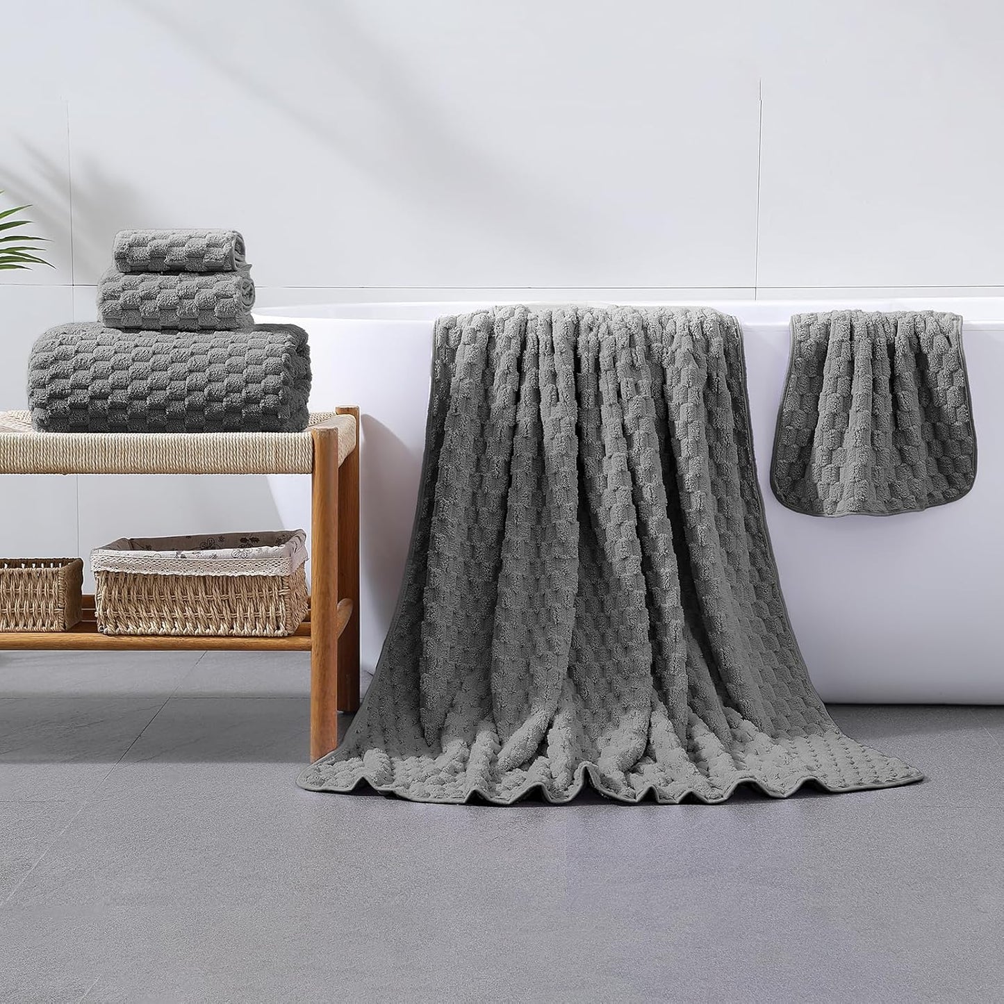 Extra Large Bath Towel Sheet-40x80 Inches Oversized,Super Soft,Quick Dry,Microfiber Shower Towels Highly Absorbent,Plush Bathroom Towels for Adults, Premium Quality (Charcoal Gray, 2PCS)