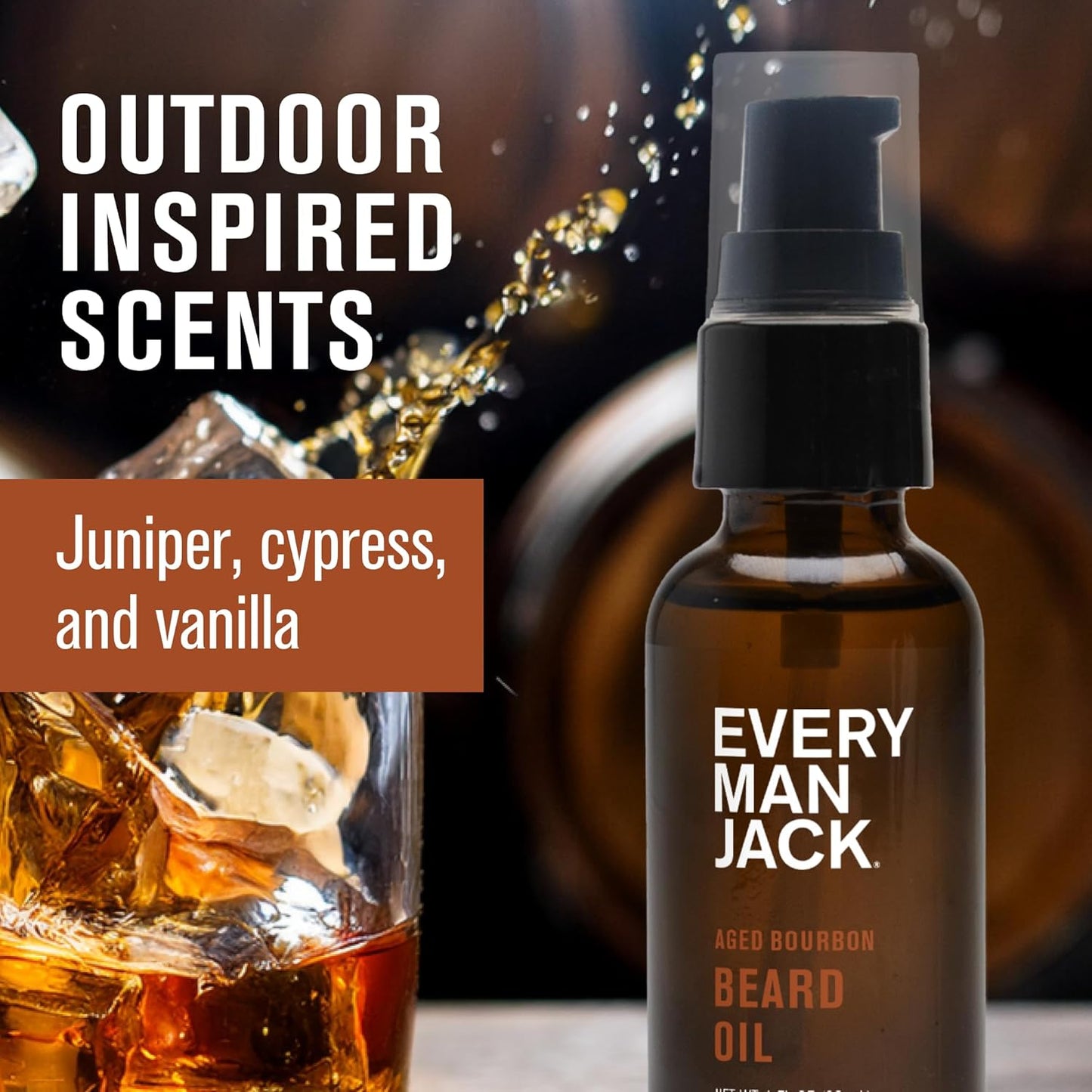 Every Man Jack Men's Beard Oil - Aged Bourbon Fragrance - Deeply Moisturizes and Softens Your Beard and Adds a Natural Shine - Naturally Derived with Shea Butter and Argan Oil - 1 fl oz