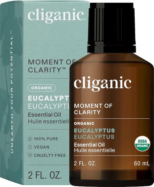 Cliganic Organic Eucalyptus Essential Oil - 100% Pure Natural for Aromatherapy Diffuser | Non-GMO Verified (Packaging May Vary)