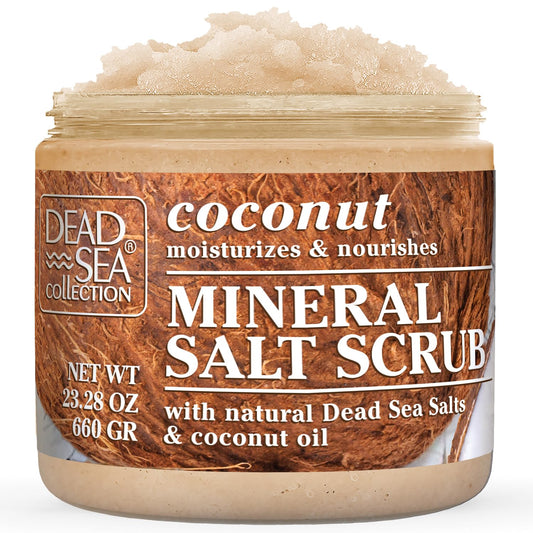 Dead Sea Collection Coconut Salt Scrub – Exfoliating Body Scrub for Women – Moisturizing and Nourishing Skin – with Pure Oils and Dead Sea Minerals (23.28 Oz)