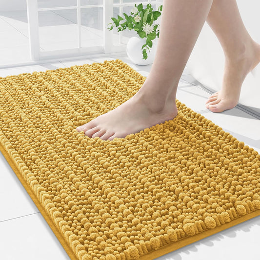 Arotive Luxury Chenille Bathroom Rug Mat, Extra Soft Thick Absorbent Shaggy Bath Rugs, Non-Slip Machine Wash Dry, Plush Bath Mats for Bathroom, Shower and Tub, 30x20, Golden Yellow