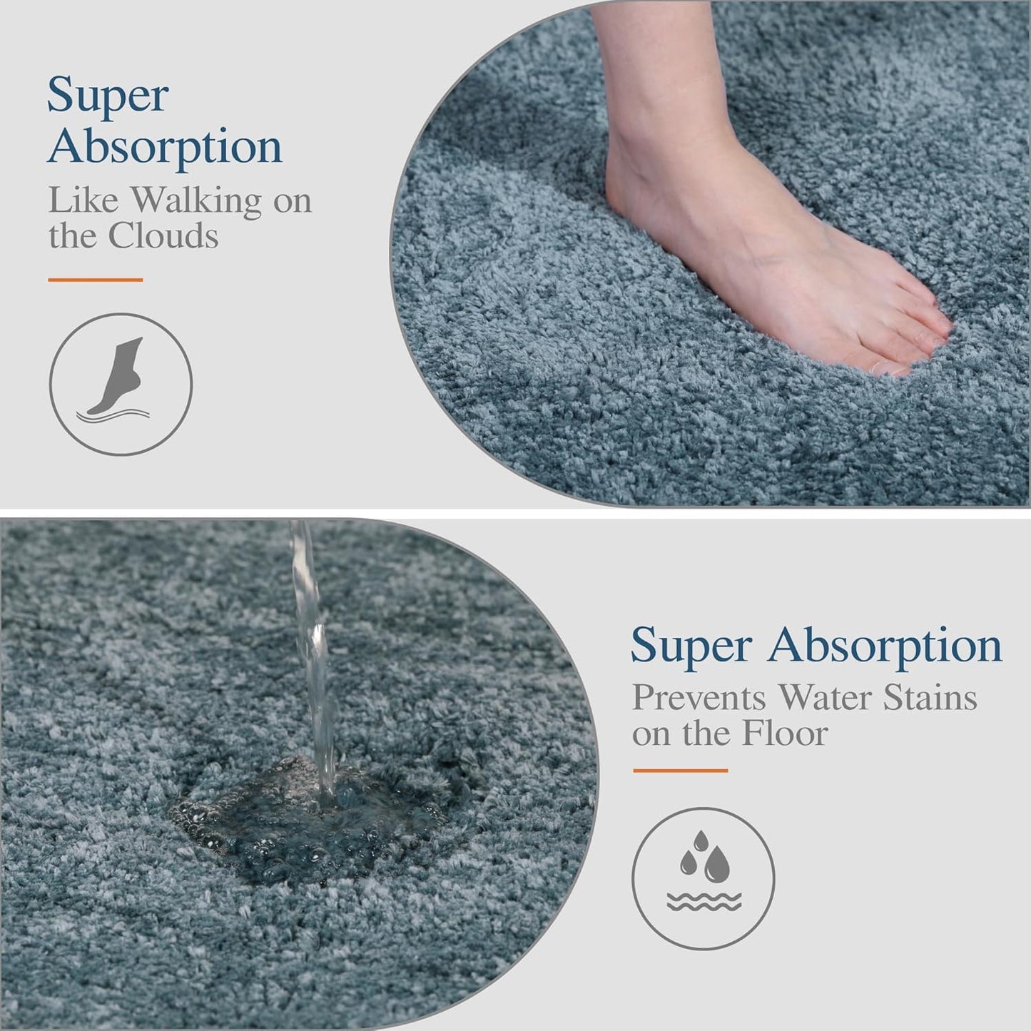 Walensee Large Bathroom Rug (24 x 60, Slate) Extra Soft and Absorbent Shaggy Bath Mat Machine Washable Microfiber Non Slip Luxury Floor Mat