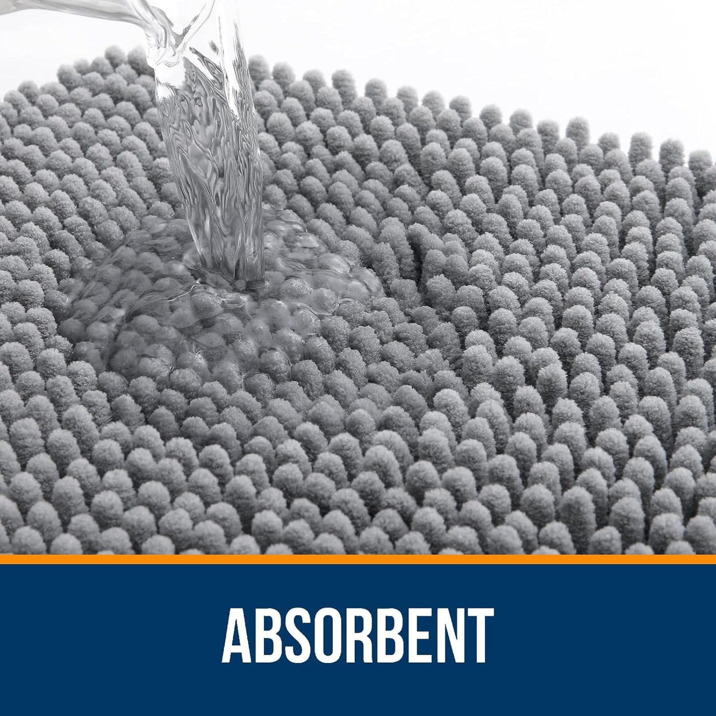 OLANLY Bathroom Rugs 50x30, Extra Soft Absorbent Chenille Bath Rugs, Rubber Backing Quick Dry, Machine Washable Bath Mats for Bathroom Floor, Tub and Shower, Home Decor Accessories, Grey