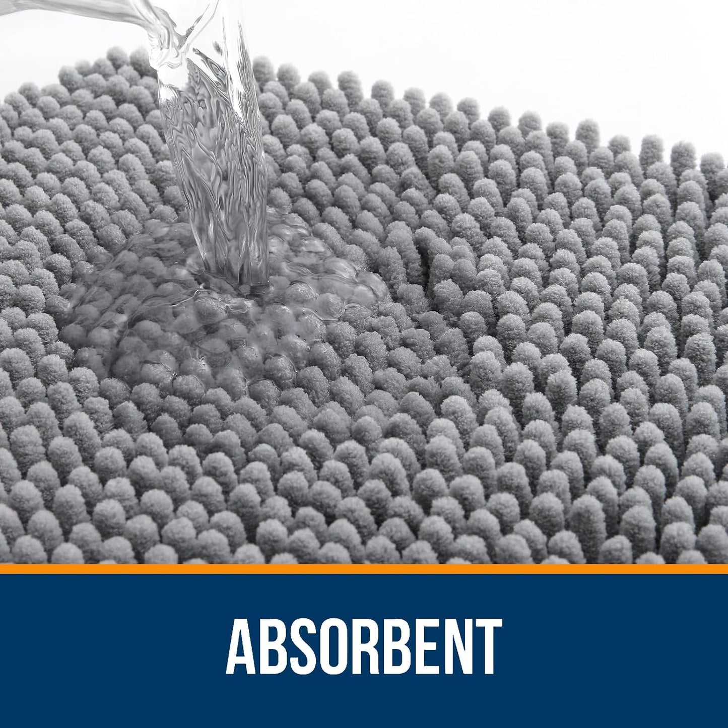 OLANLY Bathroom Rugs 59x35, Extra Soft Absorbent Chenille Bath Rugs, Rubber Backing Quick Dry, Machine Washable Bath Mats for Bathroom Floor, Tub and Shower, Home Decor Accessories, Grey