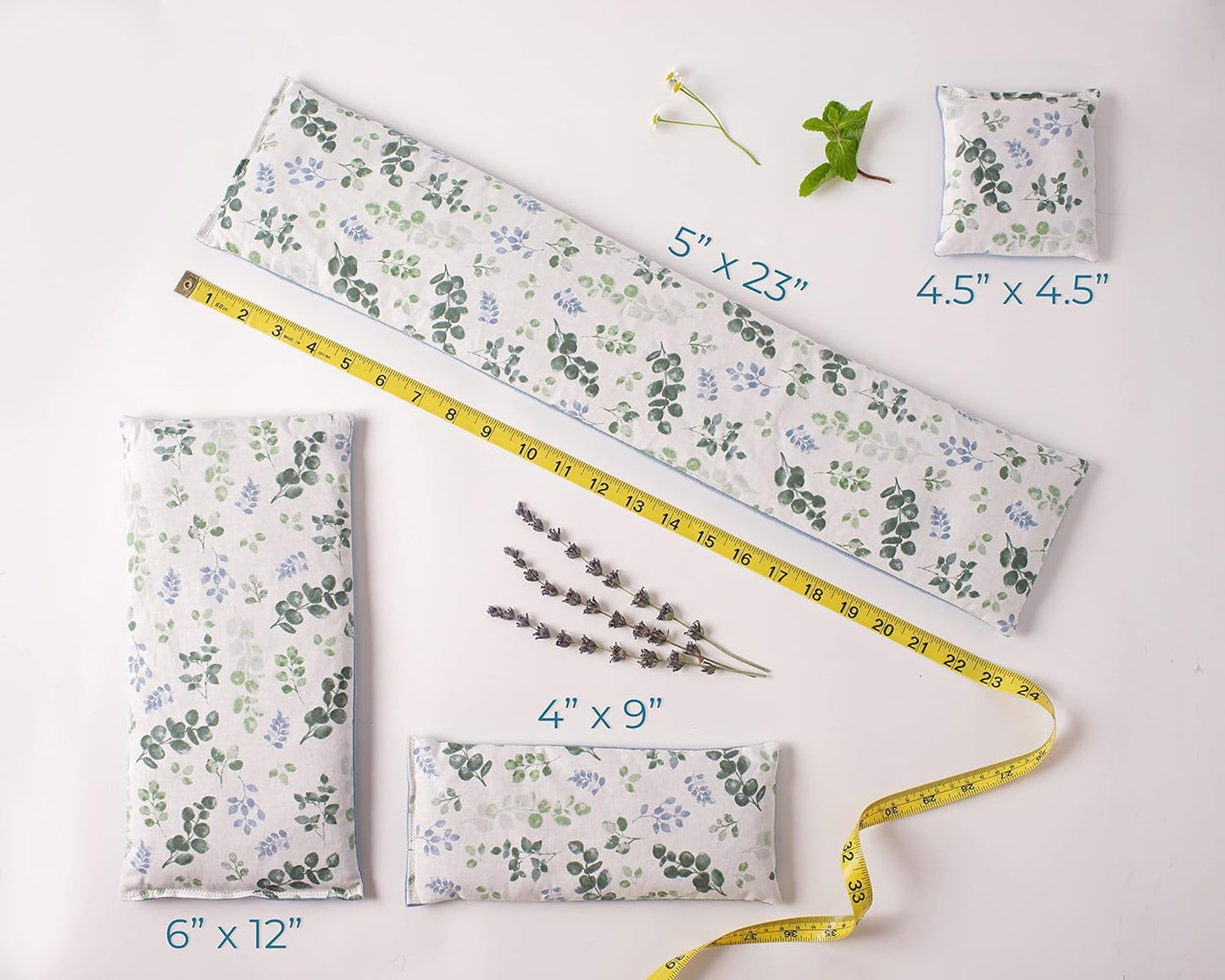 Microwave Heating Pad, Microwavable Hot Pack with Flax Seed and Dried Herbs or Unscented, Aromatherapy Pillow, Cold Compress or Ice Pack, 4 Sizes Available, Soft Floral Fabric