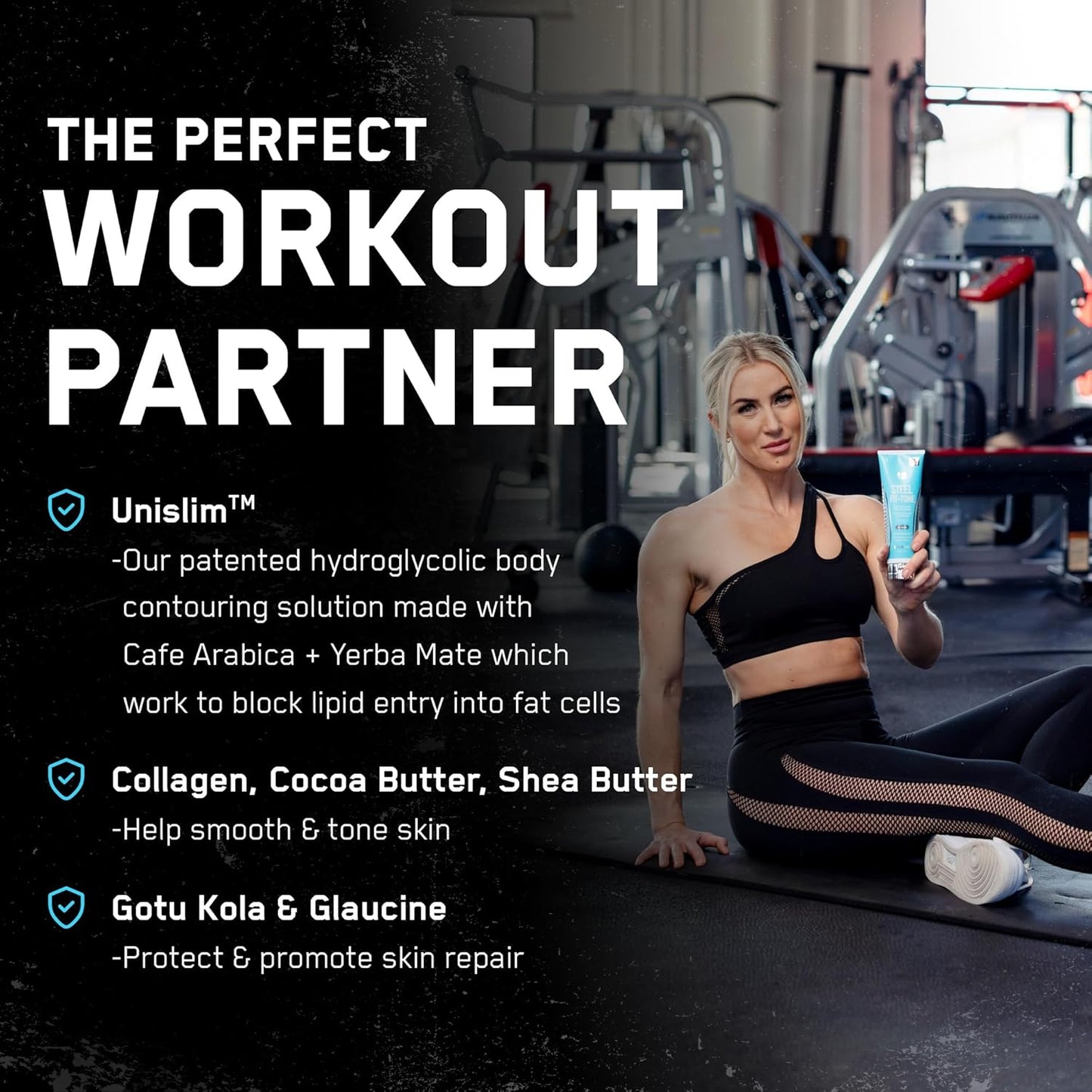 SteelFit Firming Body Lotion - Contouring & Skin Tightening Cream for Body - Firm & Tone Cellulite Remover for Legs Belly & Saggy Skin - Nourishing & Soothing with Shea & Cocoa Butter - Bubbly Bliss