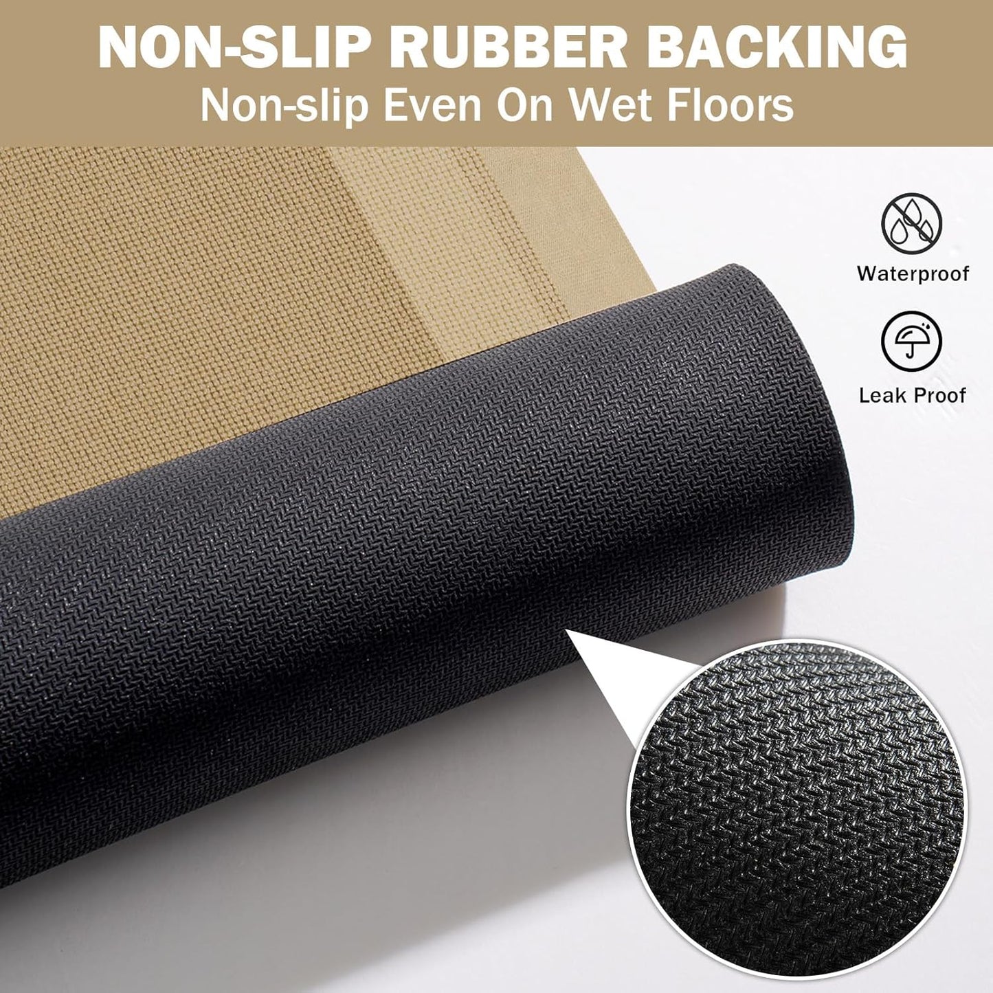 Non Slip Bath Mat, Rubber Backing Ultra Thin Bathroom Rugs Fit Under Door Quick Dry Super Absorbent Washable Bath Rug Shower Mat for Bathroom Floor Bathtub Shower Sink, Easy Care Brown 24"x 35"