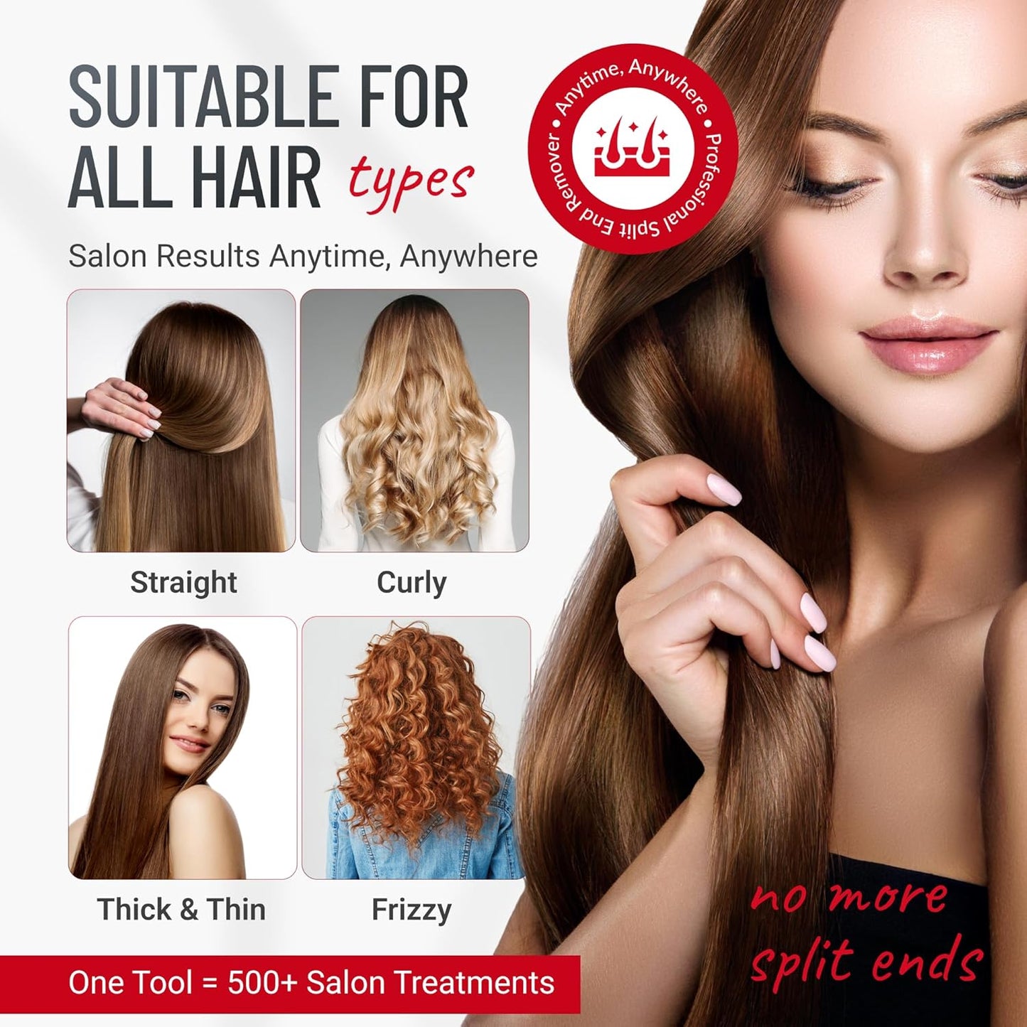 Split Ender PRO - Professional Hair Trimmer with Charging Station, Automatic Split End Remover for Frizzy, Dry, Damaged, Colored, Broken, Curly, Straight or Bleached Hair Types, Hair Styling Tool