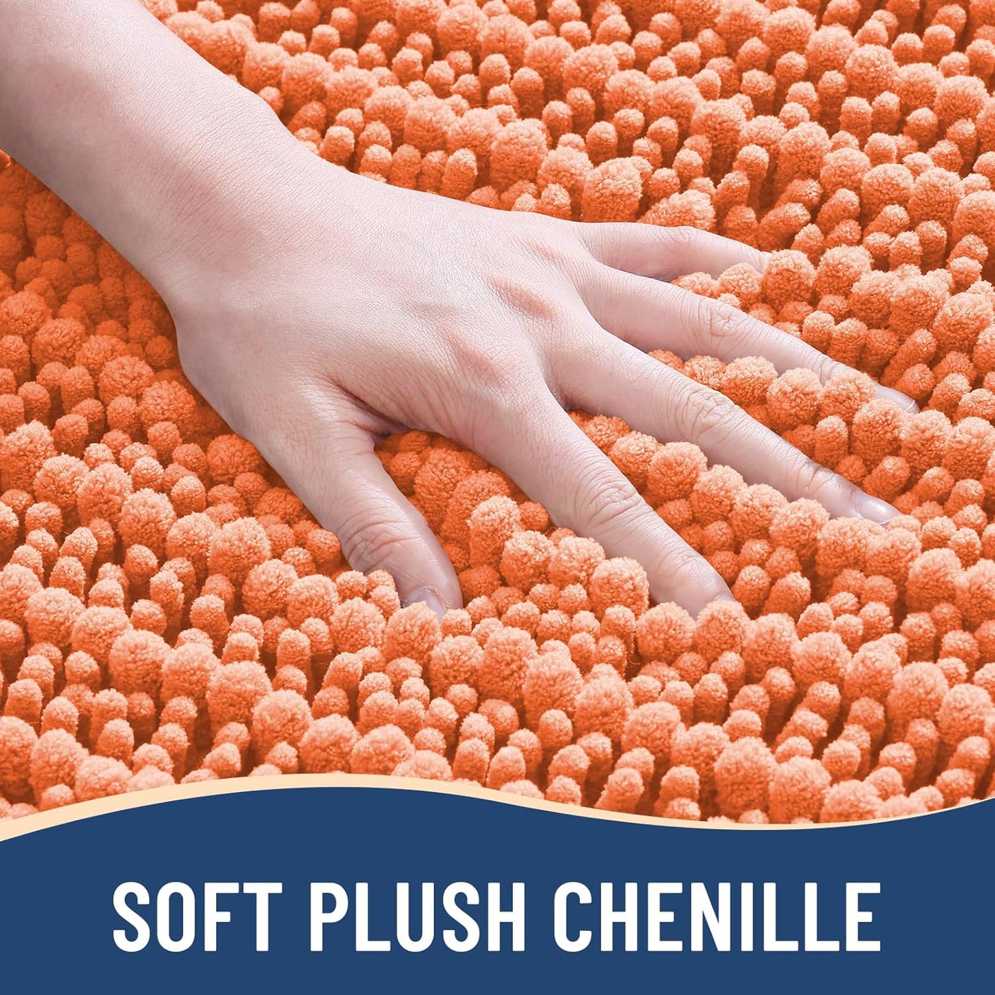 Arotive Luxury Chenille Bathroom Rug Mat, Extra Soft Thick Absorbent Shaggy Bath Rugs, Non-Slip Machine Wash Dry, Plush Bath Mats for Bathroom, Shower and Tub, 44x24, Coral