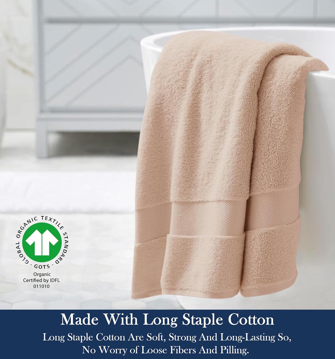 Delara Organic Cotton Luxuriously Plush Bath Sheet | GOTS & Oeko-TEX Certified | Premium Hotel Quality Towels | Feather Touch Technology| 650 GSM Long Staple|Soft, Quick Dry & Ultra-Absorbent 36"x70"