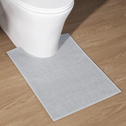 chakme Bathroom Rugs Mat U-Shaped 24x17, Ultra ThinNon Slip Bath Mat Small Quick Dry Absorbent Bath Matfor Bathroom Floor, (Light Grey, U-24"x17")