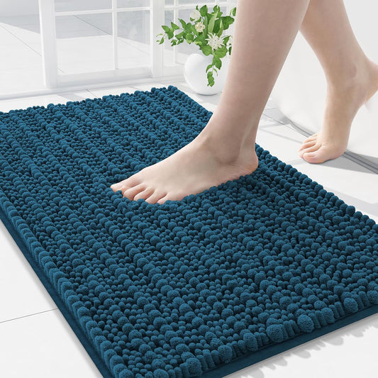 Arotive Luxury Chenille Bathroom Rug Mat, Extra Soft Thick Absorbent Shaggy Bath Rugs, Non-Slip Machine Wash Dry, Plush Bath Mats for Bathroom, Shower and Tub, 30x20, Peacock Blue