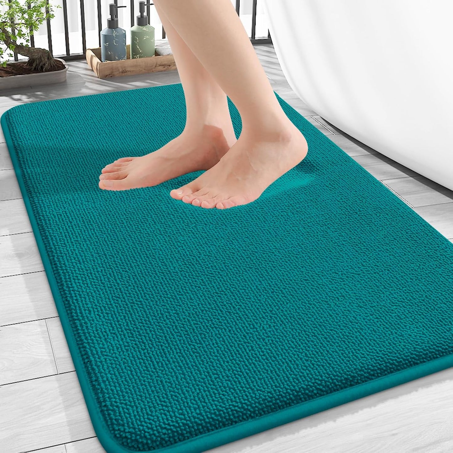 OLANLY Thick Memory Foam Bath Mat Rug 30x20, Extra Soft Absorbent Bathroom Rug, Quick Dry Bath Mats, Non-Slip, Machine Washable Carpet for Bathroom, Tub and Shower, Home Decor Accessories, Deep Lake