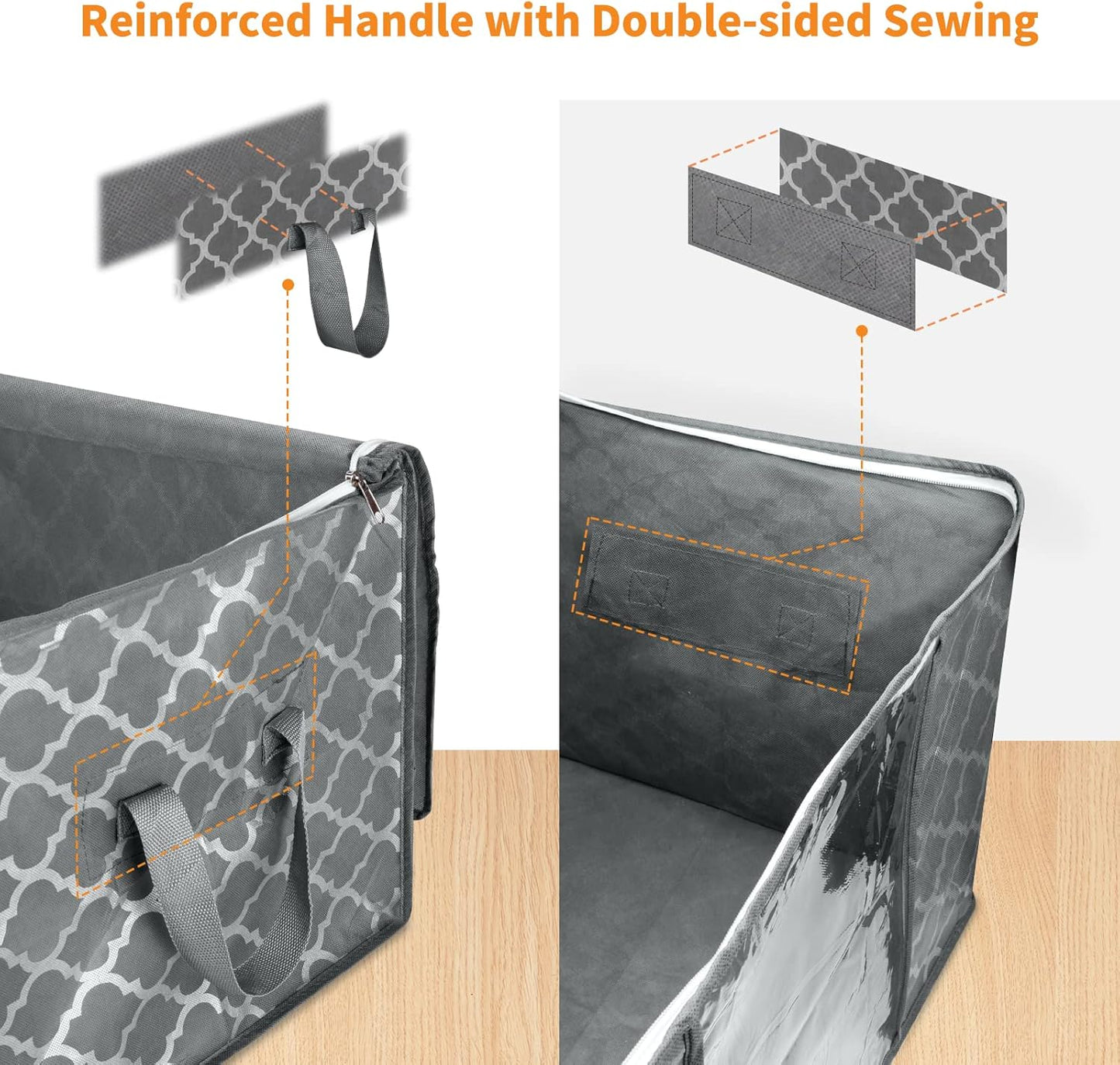 90 L Large Storage Bag Clothes Storage Organizer with Durable Handles for Closet Storage, Comforter, Blanket, Clothing, Bedding and Toys 6 Pack