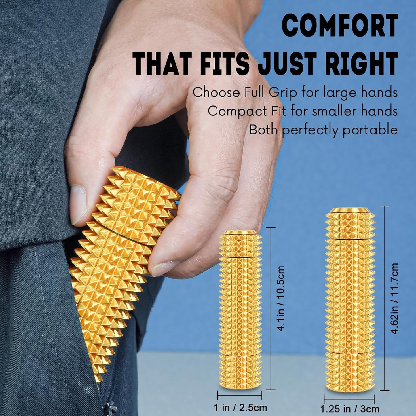 Fidget Roller Adults Teens Sensory Little Stim Gadget for Anxiety Relief Mild Ouchie,Desk Focus Tool Portable Hand Spinner Gifts Idea White Elephant Stocking Christmas(Gold,Full Grip)