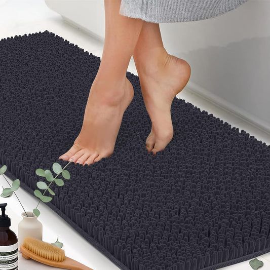 Chenille Bath Mats, Plush Absorbent Bath Mats Quick Dry, Soft & Machine Washable, Non Slip Carpet For Bathroom, Thick Bathroom Rugs, Shower Restroom Rug Mat, Alfombras De Baño, Bathrugs Matts, 71"x21"