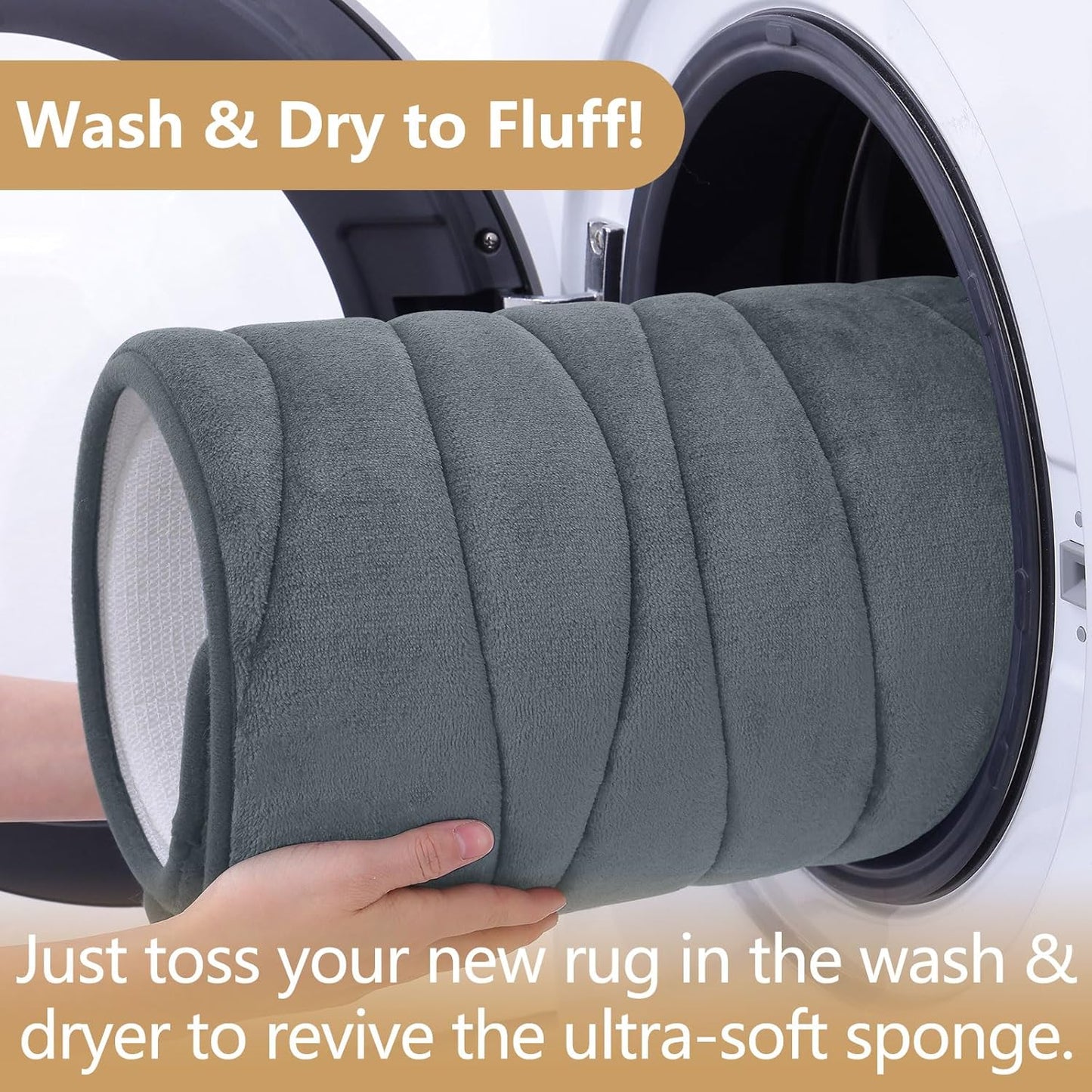 Buganda Memory Foam Bathroom Rug Mat 47x24, Extra Soft and Absorbent Bath Mats, Non-Slip and Machine Washable Bath Rugs for Bathroom Floor,Tub and Shower, Dark Grey