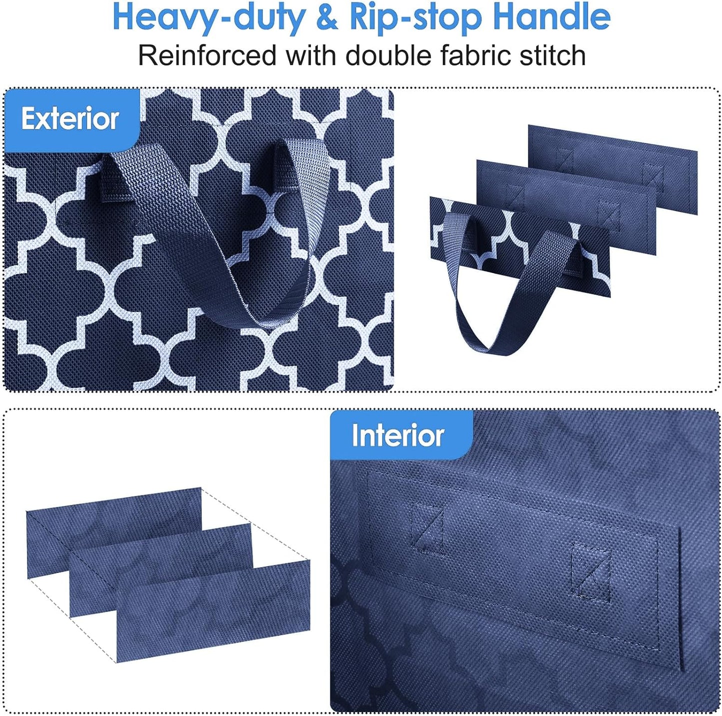 WISELIFE Storage Bags 6 Pack/100L Large Blanket Clothes Organization and Storage Containers for Comforters,Bedding, Foldable Organizer with Reinforced Handle, Clear Window, Sturdy Zippers,Blue