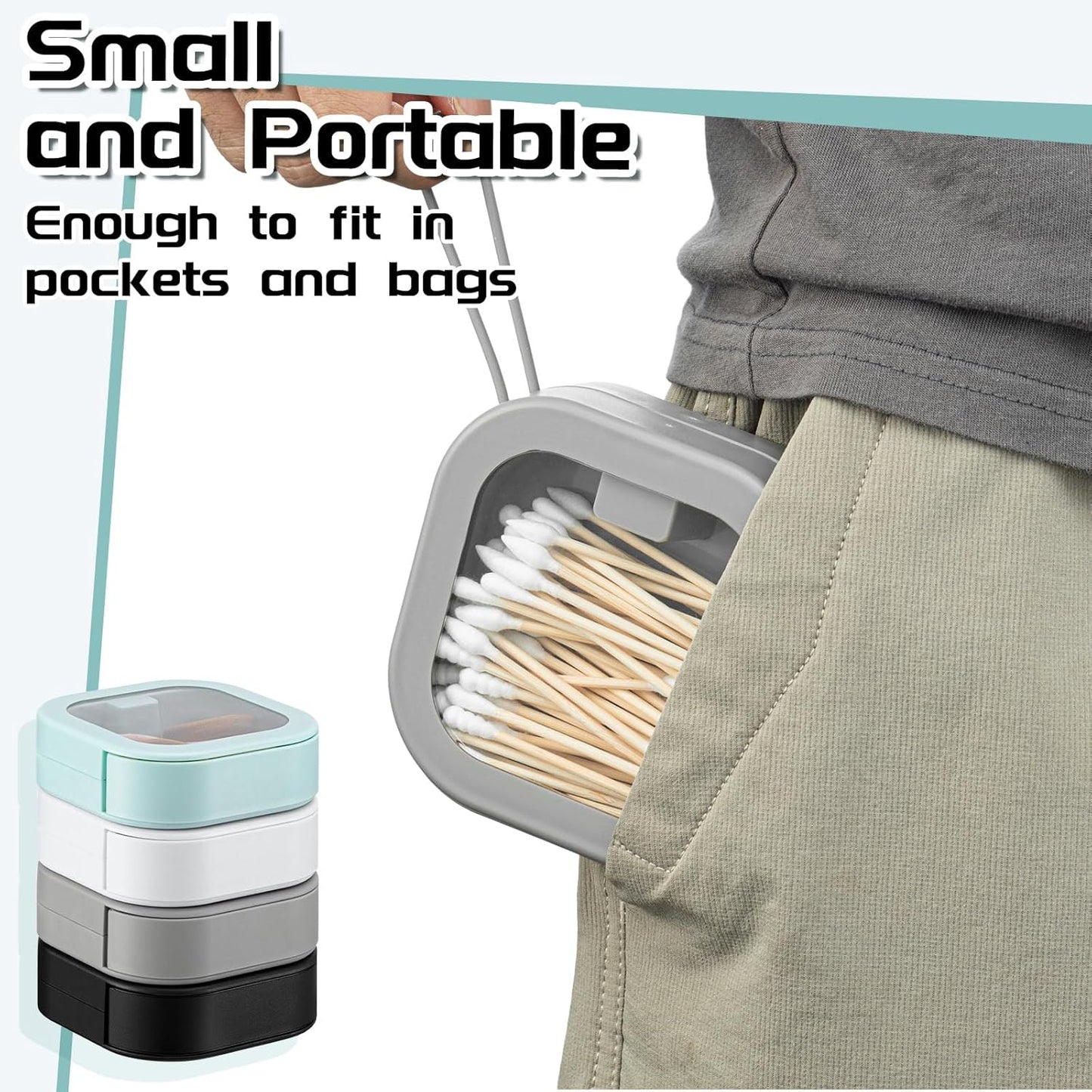 Kathfly 4 Pcs Assorted Colors Hair Tie Organizer Portable Hair Accessory Storage Containers Stackable Tie Bobby Pin Holder Home Cotton Swab Dispenser Accessories Jewelry Organizer Box