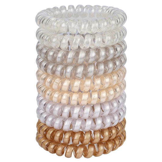 JessLab Spiral Hair Ties for Women, 10-Pack Traceless No-Damage Ponytail Holders, Coils Hair Bands for Girls, Assorted Colors