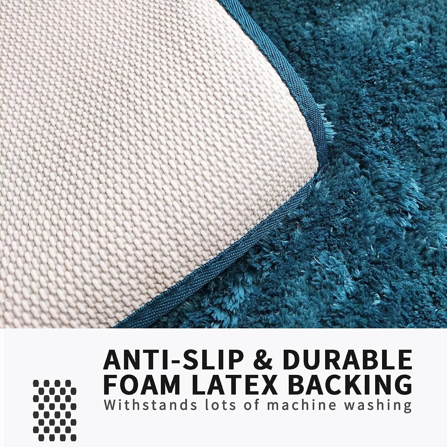 FIFU Bathroom Rugs 17" W x 24" L, Bath Mat for Bathroom, Bedroom, Laundry Room & Kitchen, Non-Slip Rubber Latex Backing, Extra Soft and Absorbent Microfiber Carpet, Machine Washable Rug, Peacock Blue