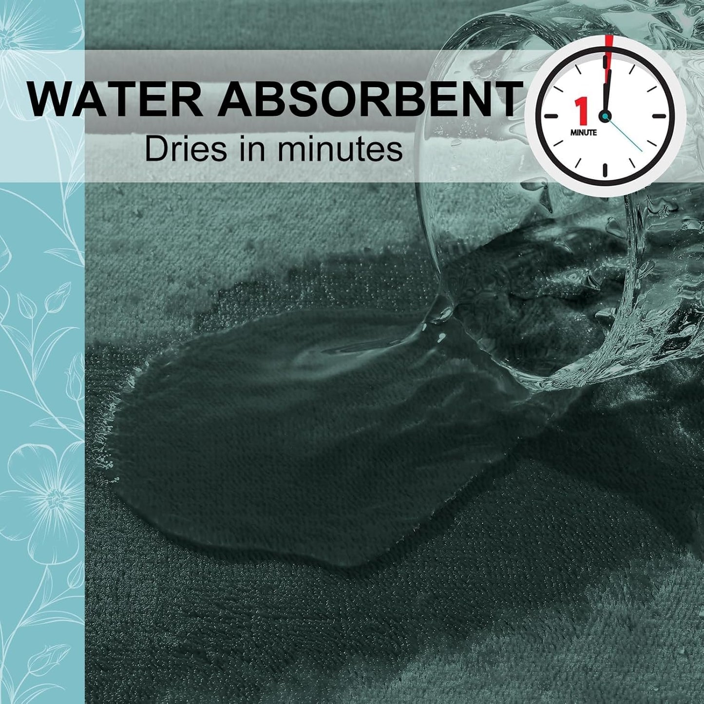 Grandaily Memory Foam Bath Mat Rug 24x16, Ultra Soft, Non-Slip and Absorbent Bathroom Rugs, Machine Wash Dry, Comfortable Bath Carpet for Bathroom Floor, Tub and Shower, Dark Green