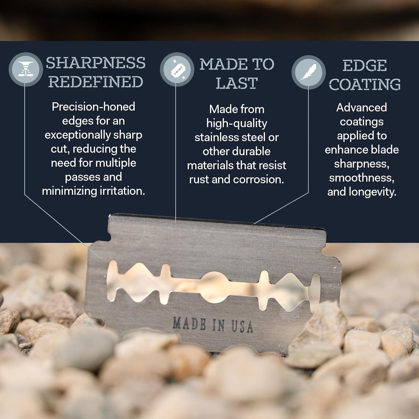 Made in USA Double Edge Razor Blades (50-Pack) – Stainless Steel, Smooth & Sharp | Fits All DE Safety Razors | Battle Brothers