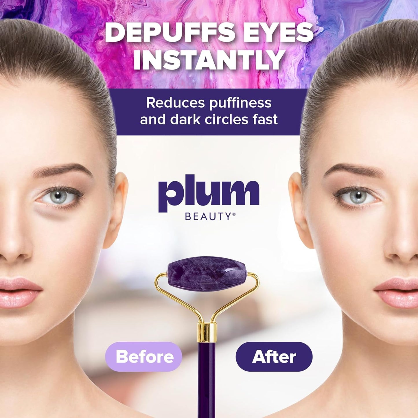 Amethyst Face Roller - Gua Sha Facial Tools, Jade Rollers for Face, Eye and Neck, Skin Care Kit for Men Women, Facial Massager for Wrinkles and Lifting, Self Care, Eye Rollers for Aging Skin