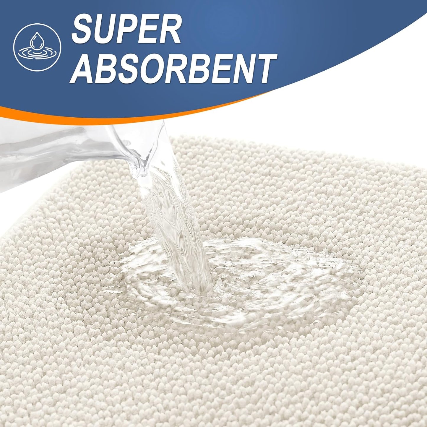 OLANLY Thick Memory Foam Bath Mat Rug 59x24, Extra Soft Absorbent Bathroom Rug, Quick Dry Bath Mats, Non-Slip, Machine Washable Carpet for Bathroom, Tub and Shower, Home Decor Accessories, Ivory