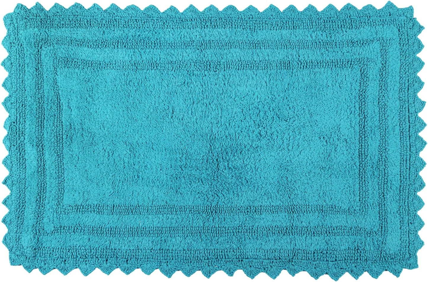 RAJRANG Bluebird Rectangular Bathroom Rug – 34x21 Inches Soft Cotton Bath Mat with Crochet Pattern, Absorbent and Reversible Mat for Spa, Hotel, Kitchen, or Home Decor