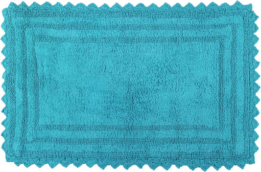 RAJRANG Bluebird Rectangular Bathroom Rug – 34x21 Inches Soft Cotton Bath Mat with Crochet Pattern, Absorbent and Reversible Mat for Spa, Hotel, Kitchen, or Home Decor