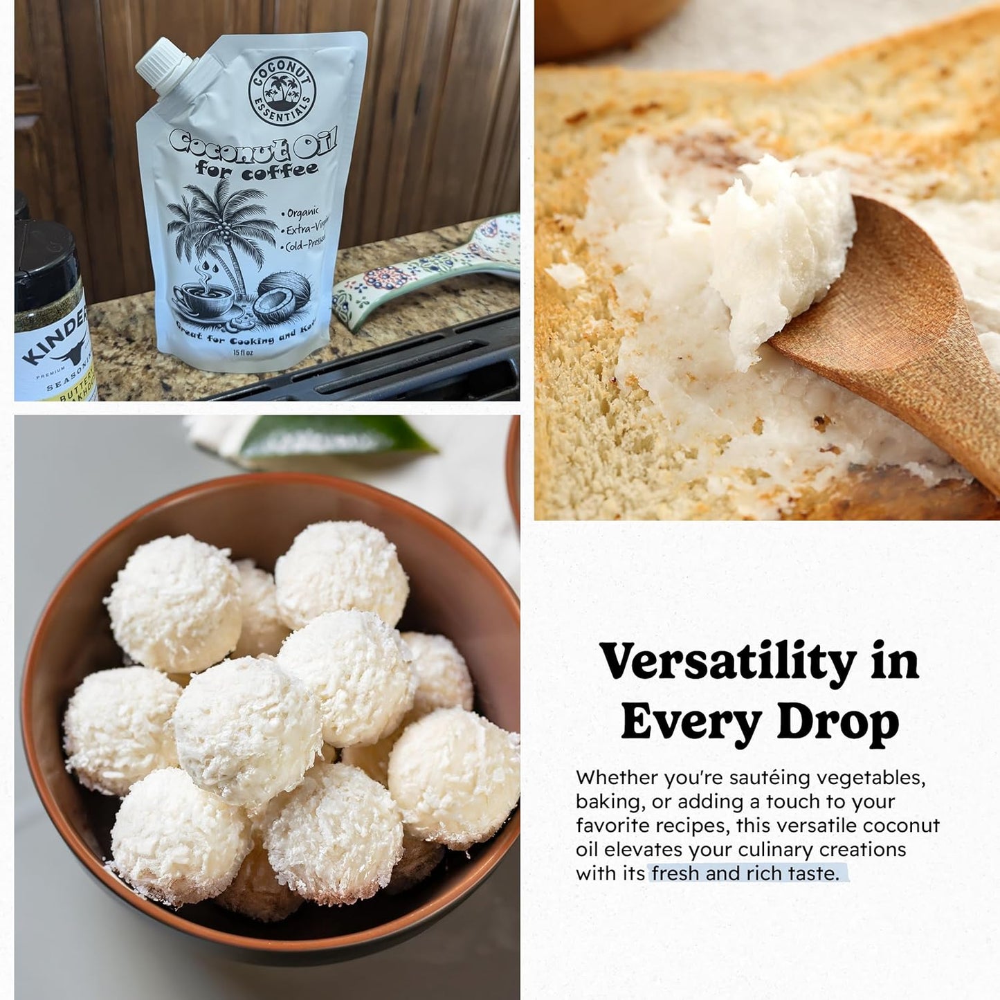 Coconut Essentials - Organic Coconut Oil for Coffee, Cold-Pressed, MCT Oil for Weight Loss, Brain & Digestive Health, Keto-Friendly, Natural Slim, 1 Pouch, 15 fl oz