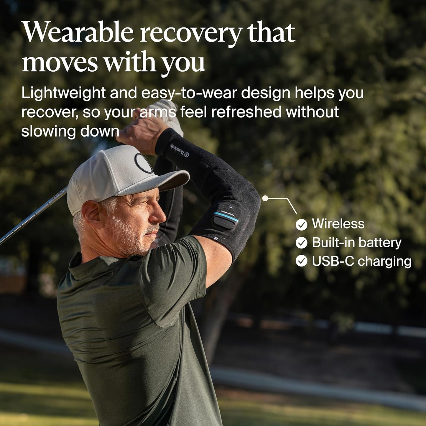 Therabody RecoveryPulse Arm - Compression and Vibration Sleeve for On The Go Relief, Reduce Soreness and Pain in Arms, Increase Flexibility, Circulation and Accelerate Recovery (Large)