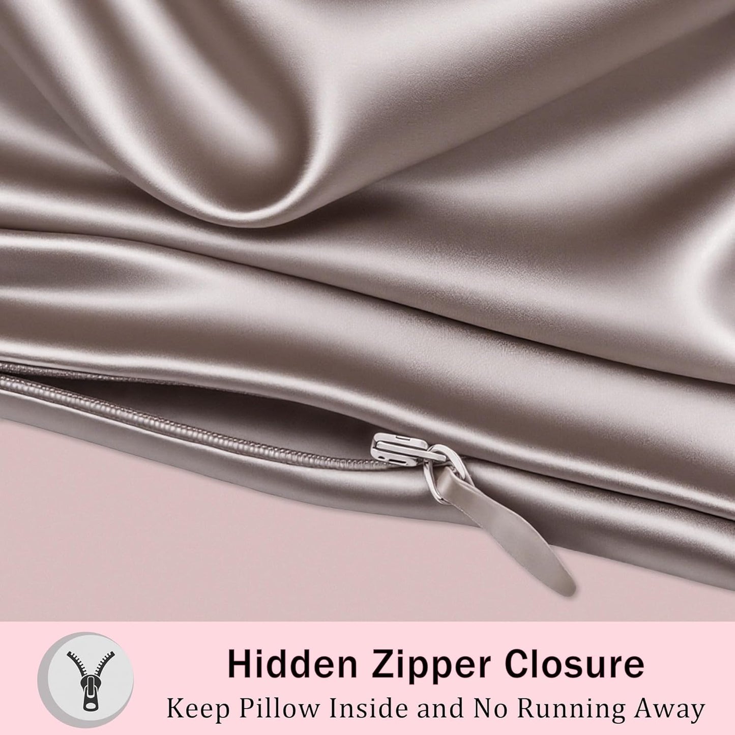 Mulberry Silk Pillow Cases Queen Size Set of 2, Ultra Smooth Soft Breathable Cooling Pillow Cases for Hot Sleepers, Silk Satin Pillowcases 2 Pack with Zipper for Hair and Skin, Gifts for Women