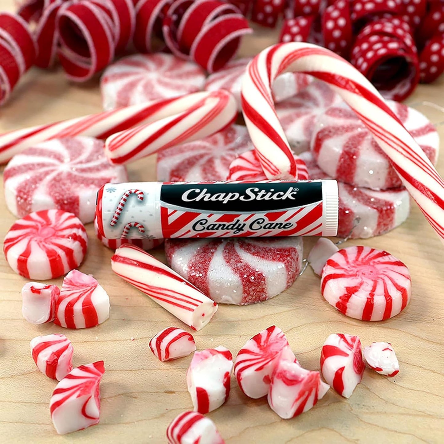 ChapStick Bulk Lip Balm, Candy Cane, 36-Count (12 Packs of 3) – Fresh & Minty Lip Moisturizer, Stocking Stuffer, 0.15 Oz Ea