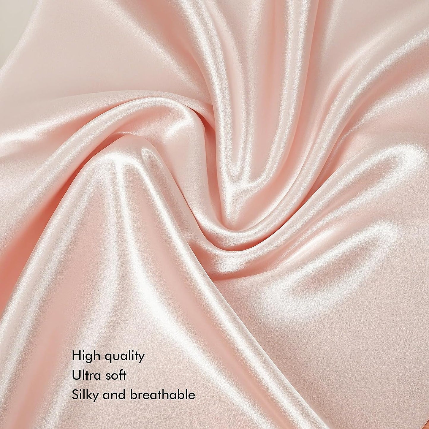 Vegan Silk Sleep Set, Vegan Silk Pillowcase with Large Scrunchie and Eye Mask for Hair and Skin, Self Care Essential Satin Night Routine Kit (Light Pink Color)