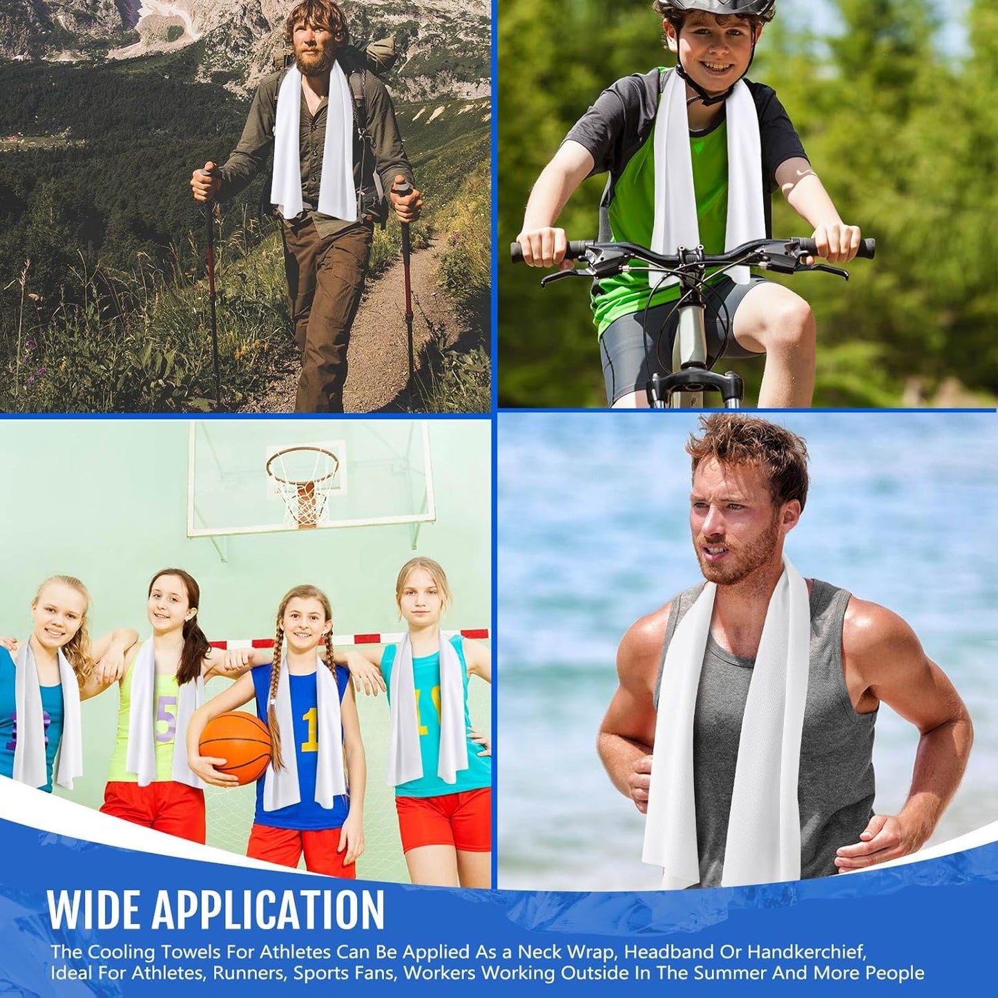 Hosuly 30 Pack Cooling Towels, 40"x12" Ice Breathable Soft Chilly Sweat Rag Microfiber Workout Rags for Gym Cooling Towels for Neck and Face for Yoga Golf Sport Running