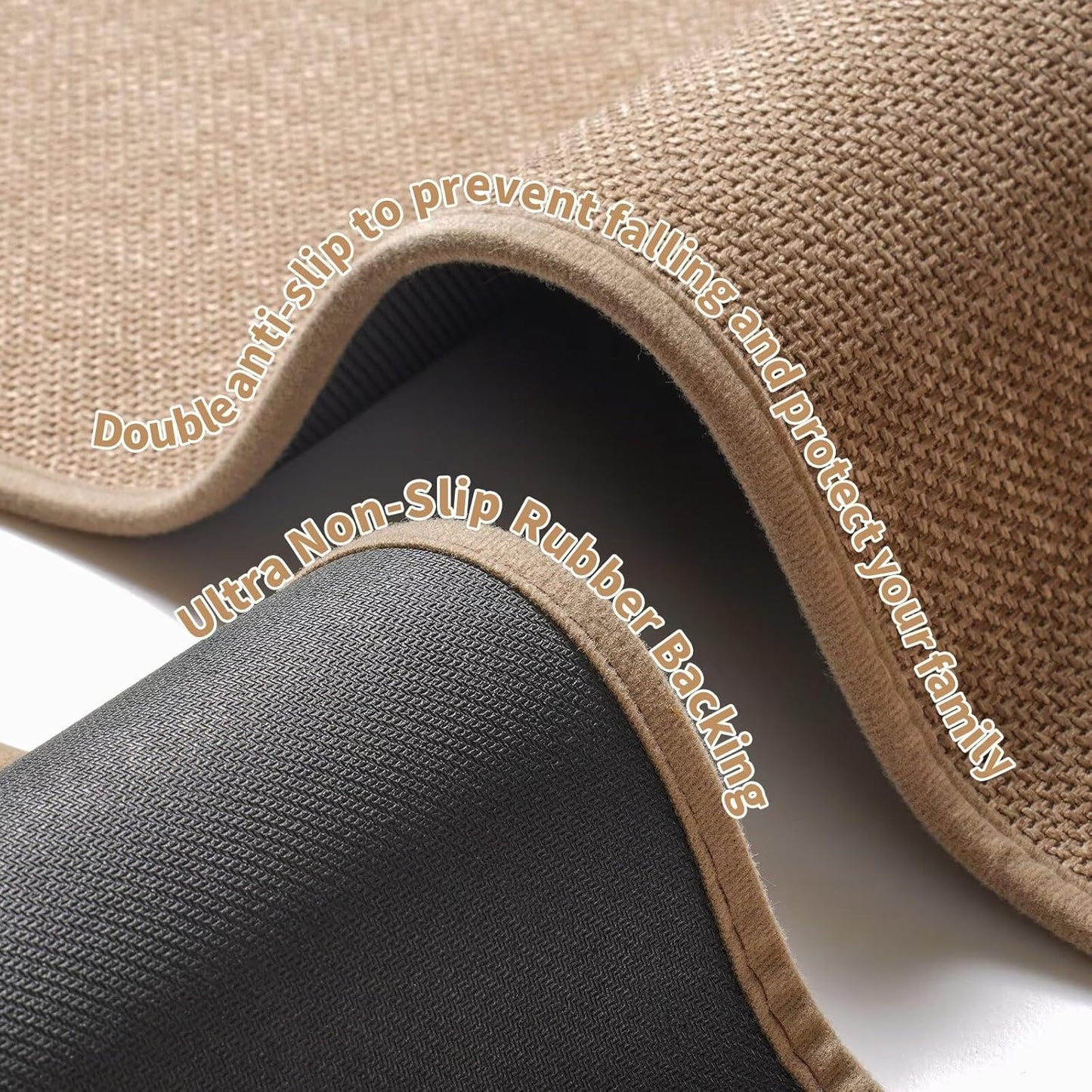 Braided Bathroom Runner Rugs Bath Mat Non Slip Washable, Rubber Backing Super Absorbent Ultra Thin Quick Dry Bath Rug Bathroom Floor Mat, Ideal for Hallway Bedroom Laundry Room, Brown 16"x47"