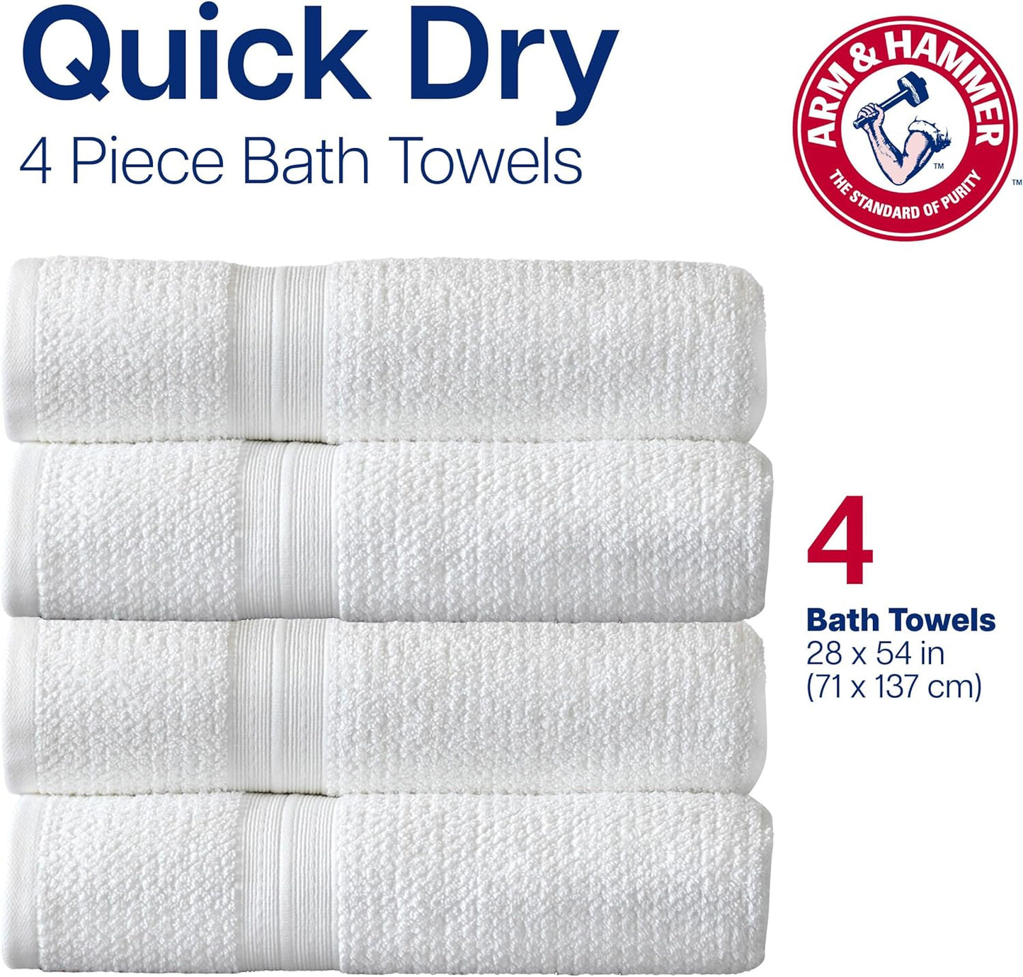 Arm & Hammer Quick Dry Bath Towels, 4 Piece, Khaki