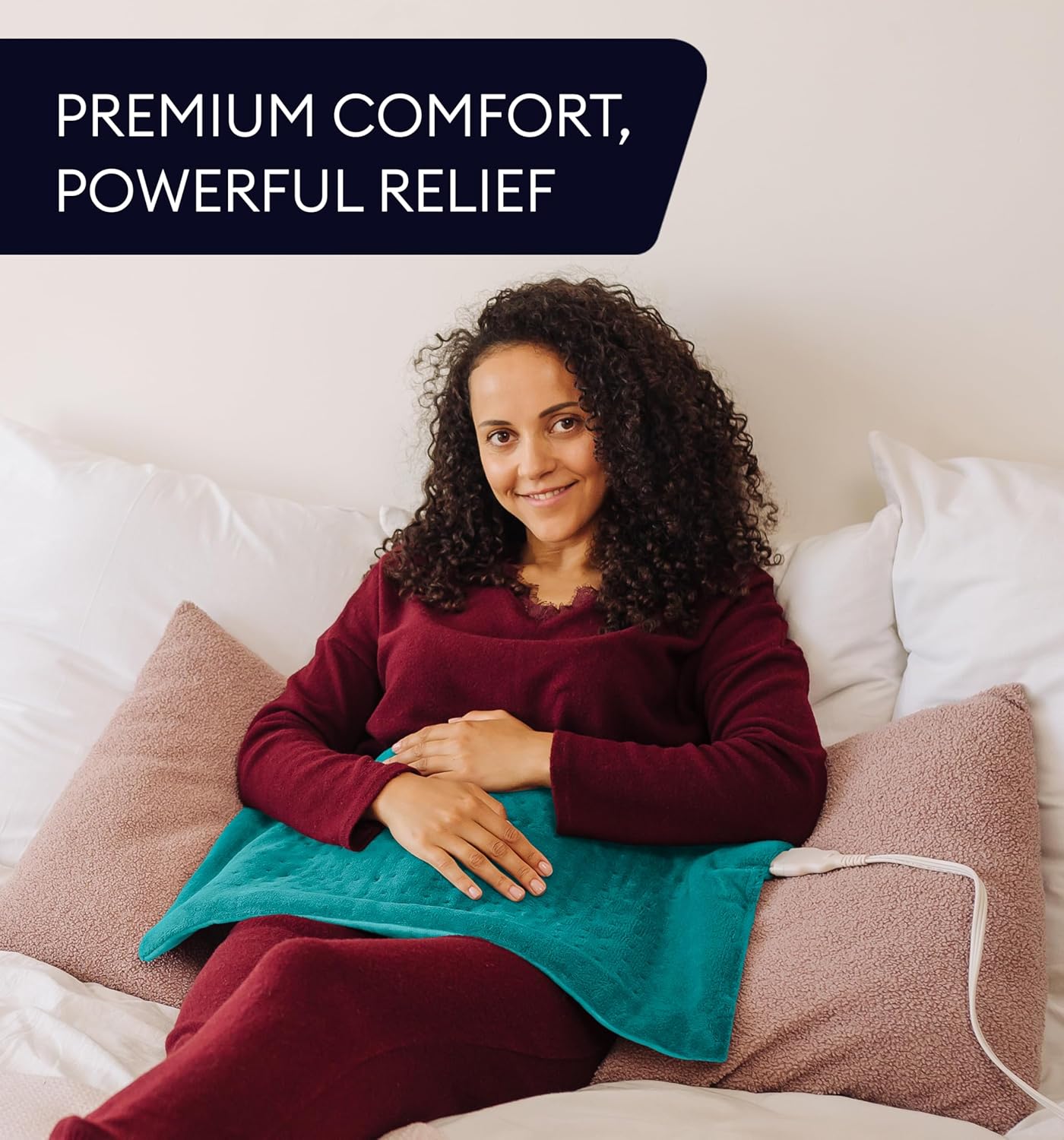 GENIANI Electric Throw - XL Heating Pad for Back Pain & Cramps Relief, Auto Shut Off, Machine Washable, Heat Pad, for All, Gifts for Women, Gifts for Men, Heat Patch (Viridian Green)