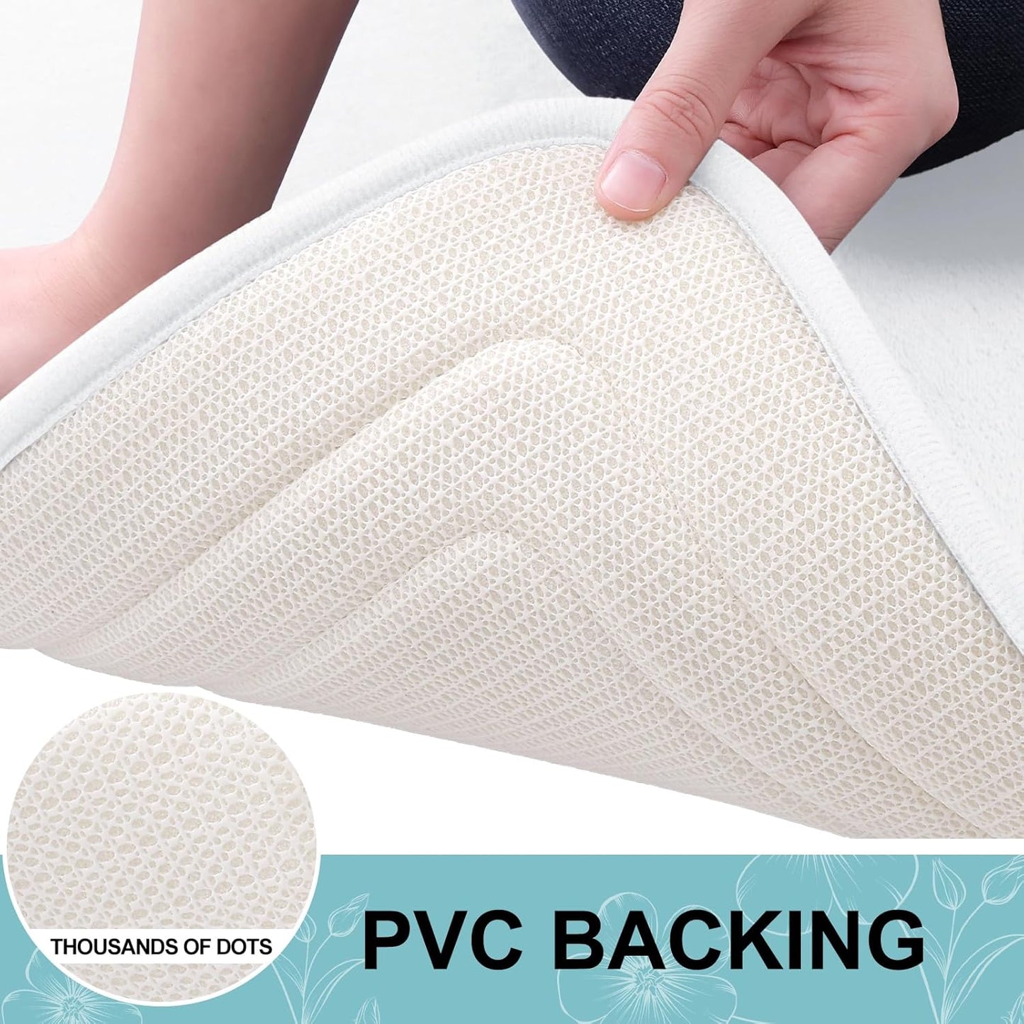 Grandaily Memory Foam Bath Mat Rug 24x16, Ultra Soft, Non-Slip and Absorbent Bathroom Rugs, Machine Wash Dry, Comfortable Bath Carpet for Bathroom Floor, Tub and Shower, White