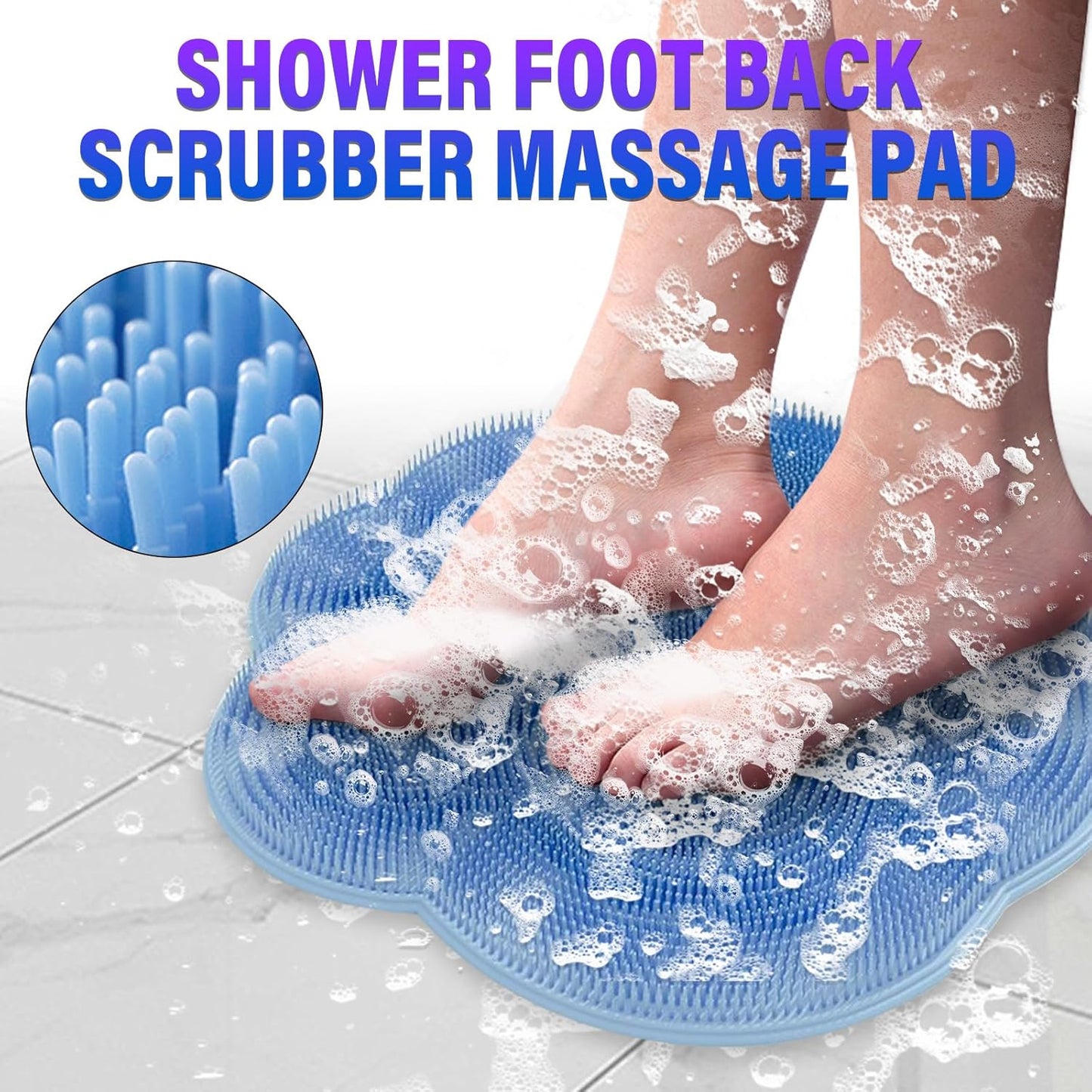 Shower Foot Scrubber Mat with Non-Slip Suction Cups,Foot Backs Cleaning Pad Back Washer Exfoliating Bath Wash Pad,Foot Scrubber in Shower Men & Women (Grey)