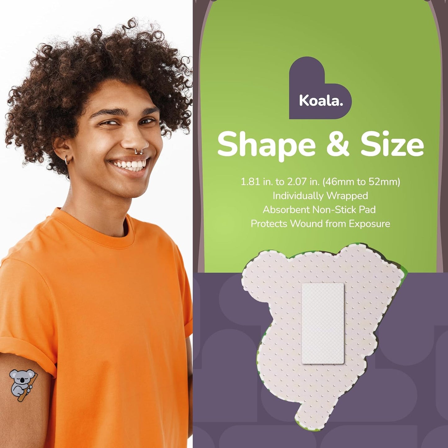 BioSwiss Kids Bandages, Koala Shaped Self Adhesive Bandage Set, Latex Free, Sterile Wound Care, 50 Count