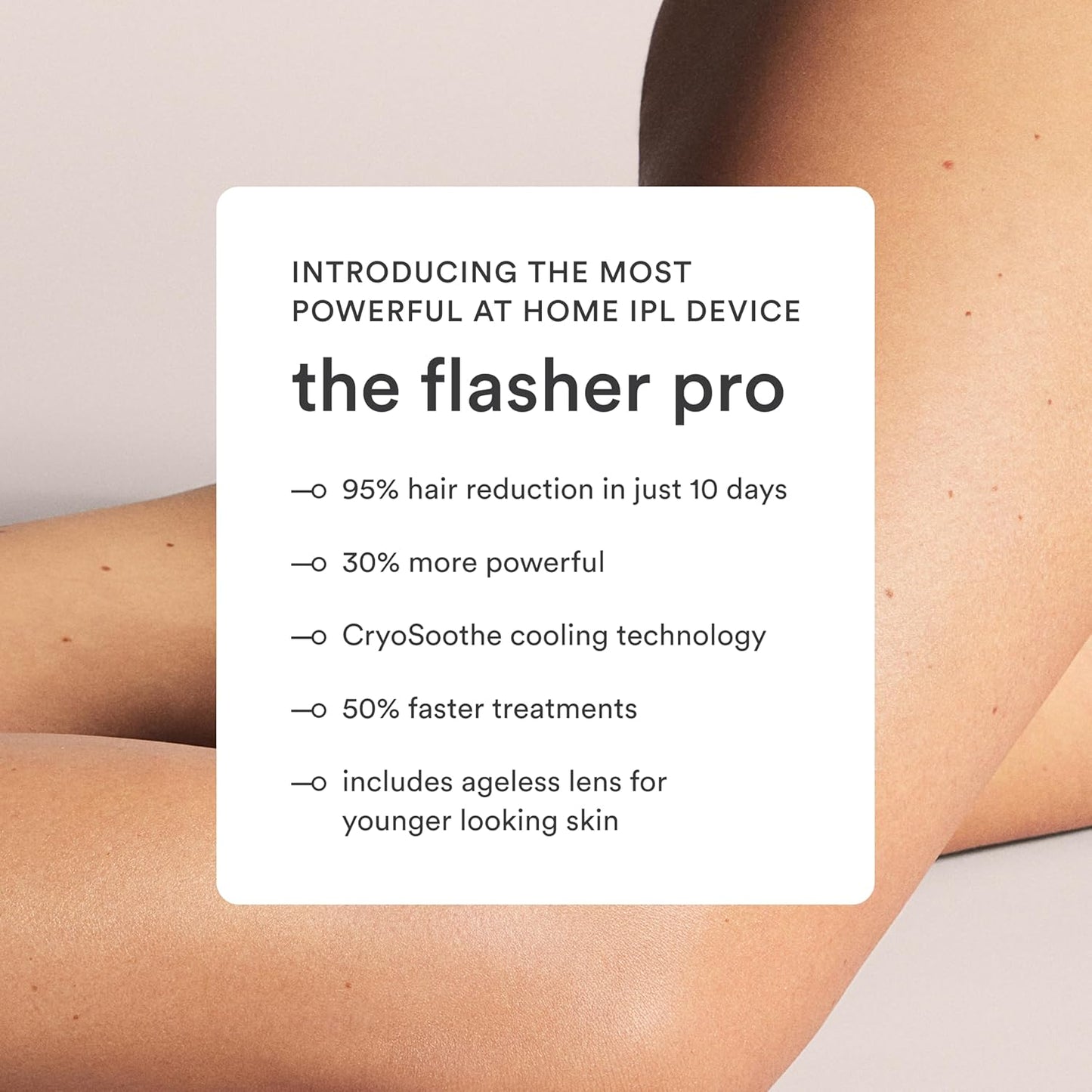 NEW Nood™ Flasher Pro — IPL Laser Hair Removal Device for Women & Men with Sapphire Cooling — Pain-free & Permanent, Visible Results After First Use & Works Everywhere Hair Grows — Matte Black