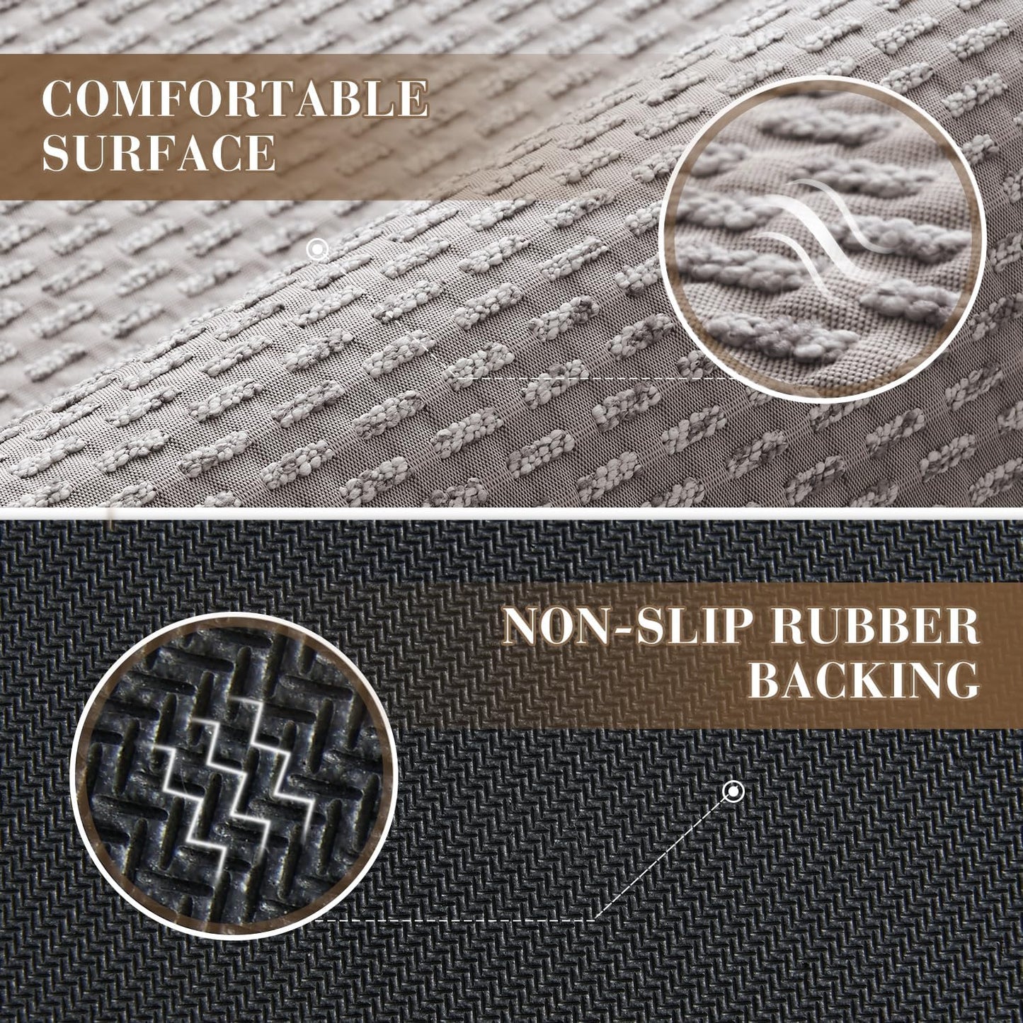 RESARE Non Slip Bathroom Runner - Machine Washable Bath Rugs, Super Absorbent Bath Mat Quick Dry Bath Runner, Bath Mat Ultra Soft Rugs for Bathroom Floor, 24"x47" Light Grey